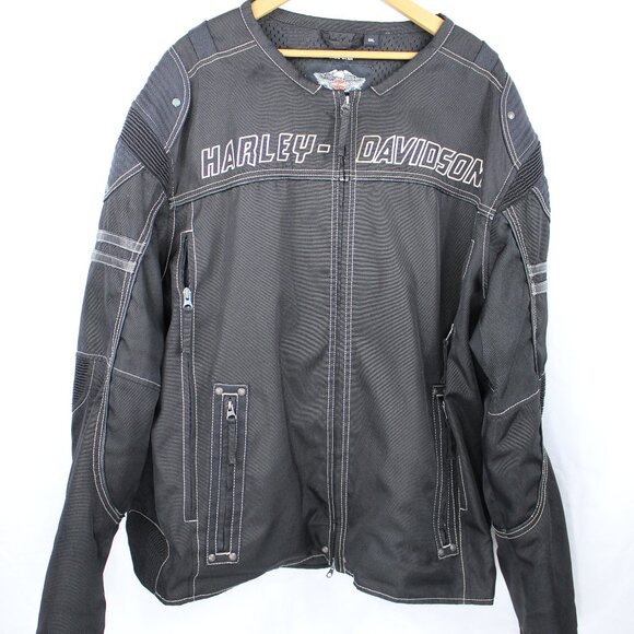 Harley Davidson Motorcycle Men's Black Padded Mesh Lining Riding Jacket Size 3XL - Picture 1 of 11